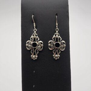 Sterling Silver Rustic Large Cross Dangle Earrings A2185